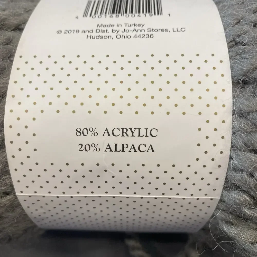 Buttercream Luxe Craft Alpaca Yarn 2 Skeins Charcoal 130yd Super Bulky #6